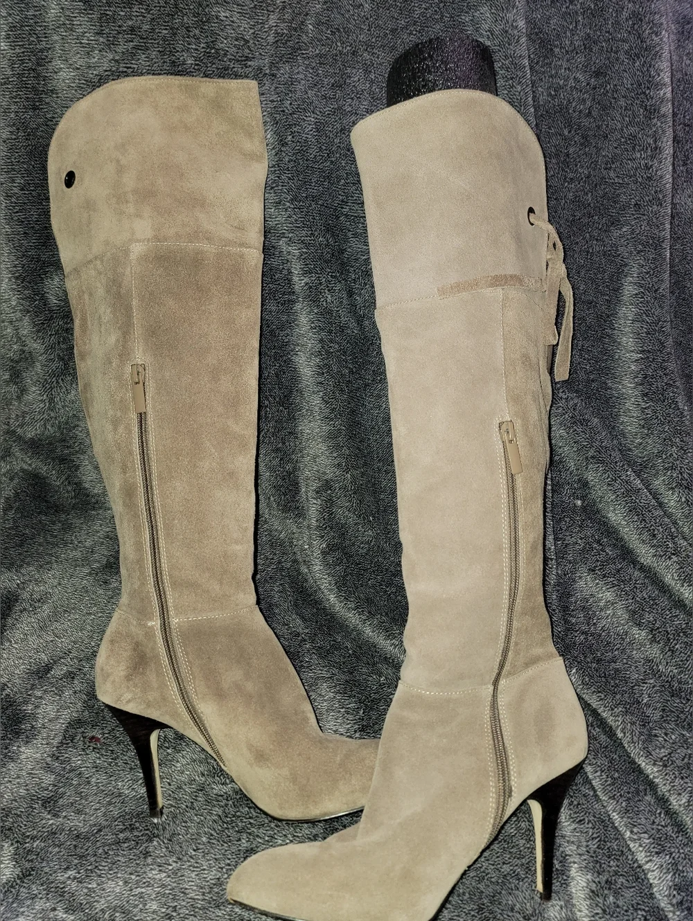 Arturo Chiang Women's Taupe Leather Knee-High Heeled Boots
